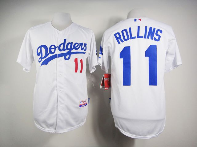 Men Los Angeles Dodgers #11 Rollins White MLB Jerseys